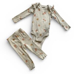4/$20 Pekkle Floral Fruit Baby Girl Onesie and Leggings Matching Set 12 M